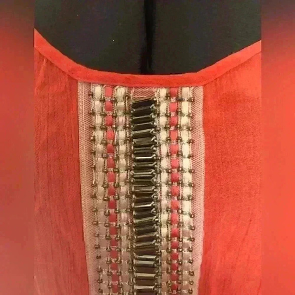 BOBEAU spring summer salmon orange tropical maxi dress women LARGE - Picture 7 of 10